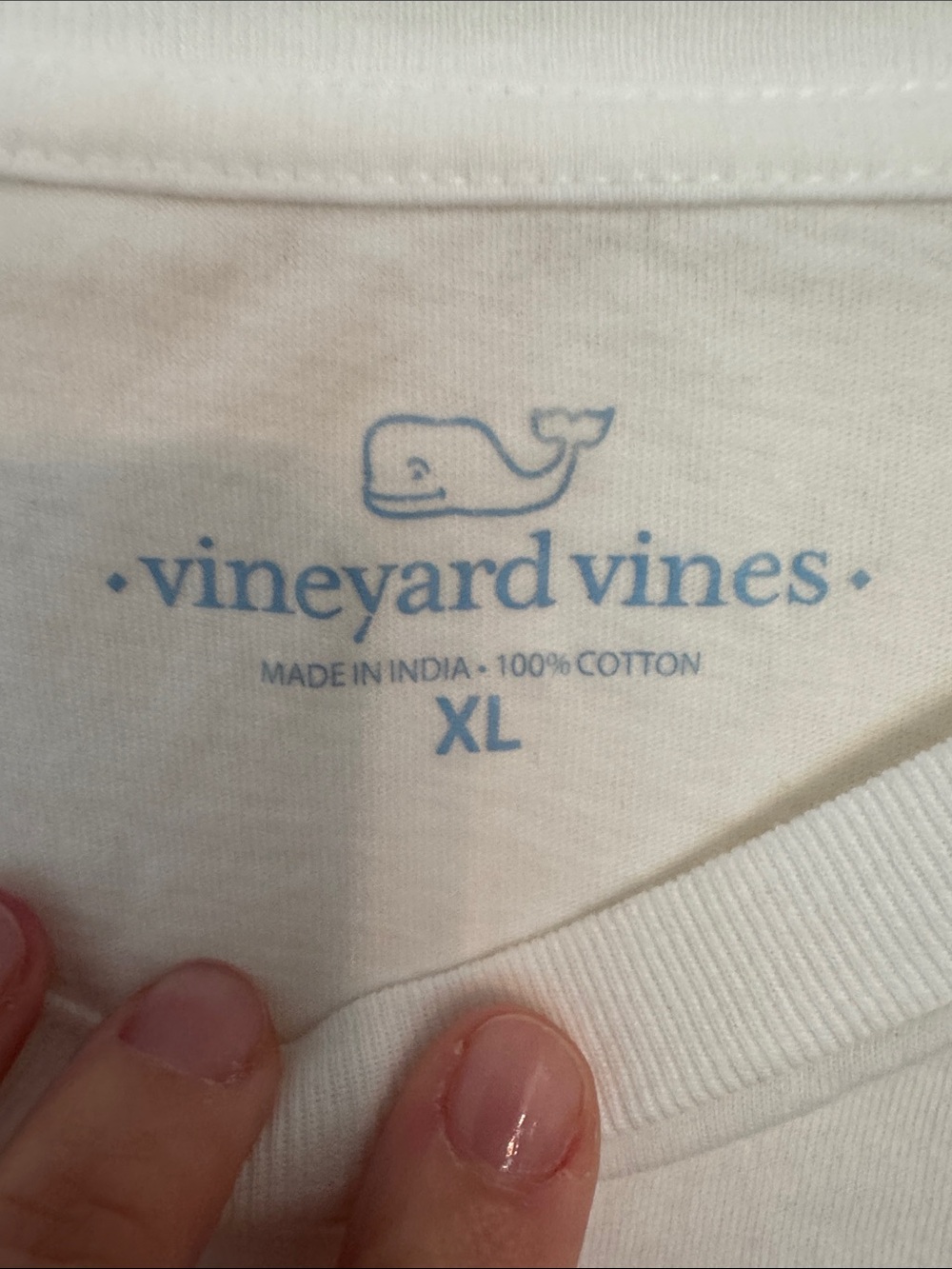 Vineyard Vines White Long-Sleeve Tee with Red Distressed Baseball Whale - Picture 4 of 5